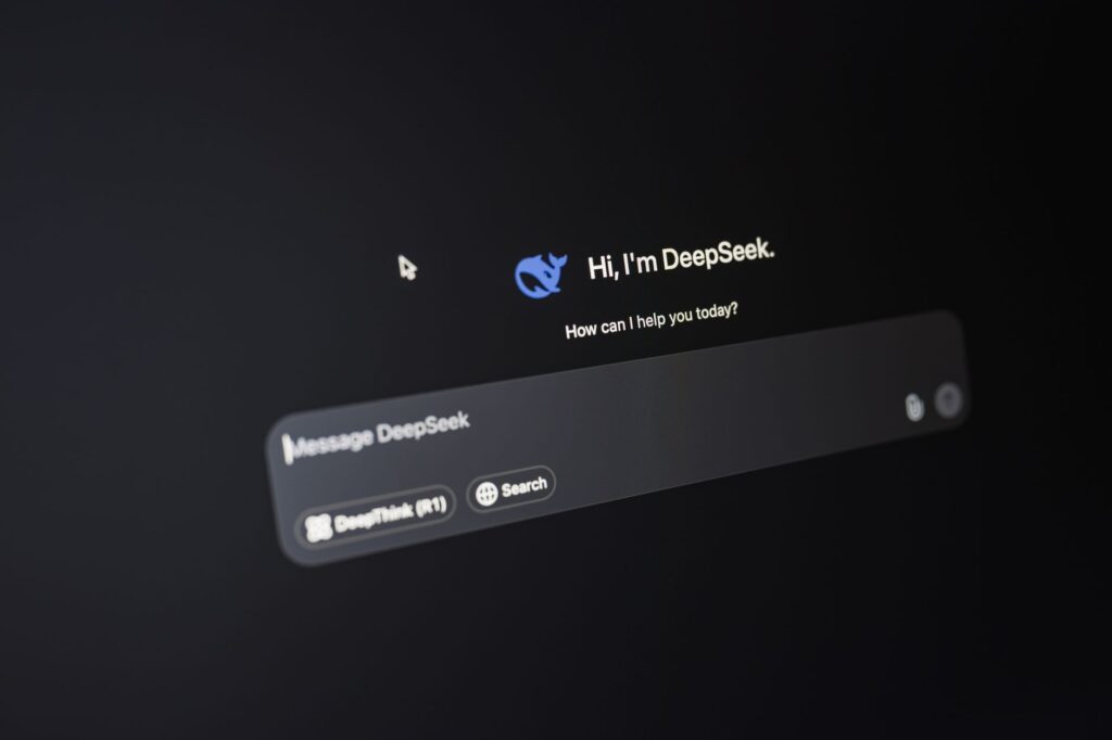 deepseek ai chat interface on dark screen